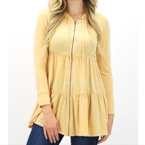 LOGO Lounge Yellow Tiered Zip Up Lightweight Jacket
